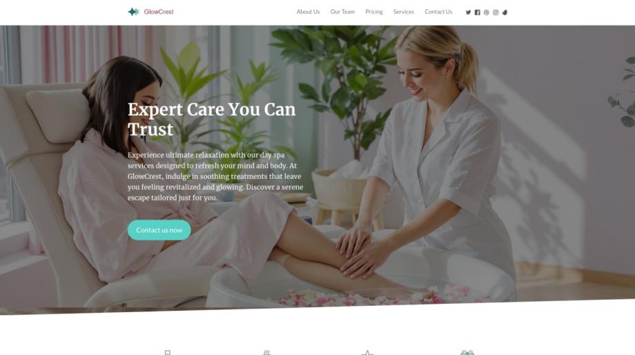 GlowCrest - Day Spa Beauty Services Template