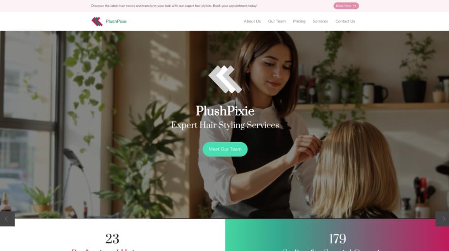 PlushPixie - Modern Hair Stylist Website Template