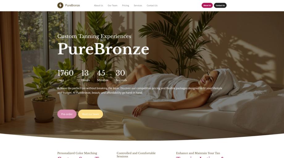 PureBronze - Premium Tanning Salon Website Template