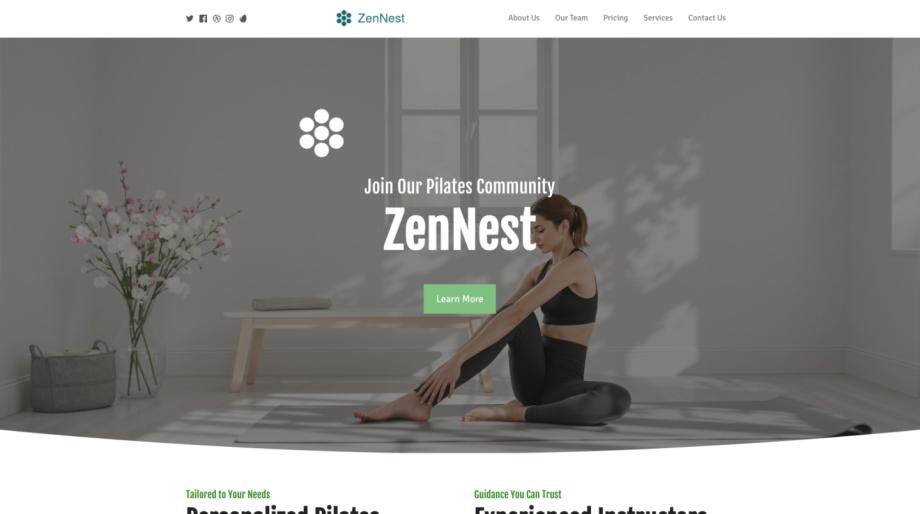 ZenNest - Serene Pilates Studio Website Template