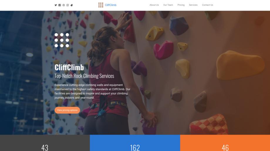 CliffClimb - Modern Rock Climbing Gym Website Template