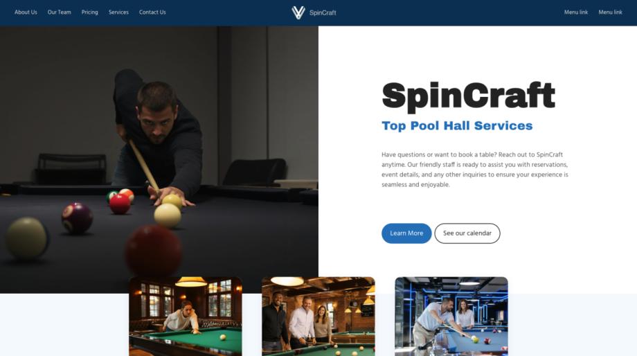 SpinCraft - Dynamic Pool Hall Website Template