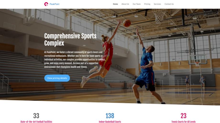 PeakPoint Sports Complex Website Template