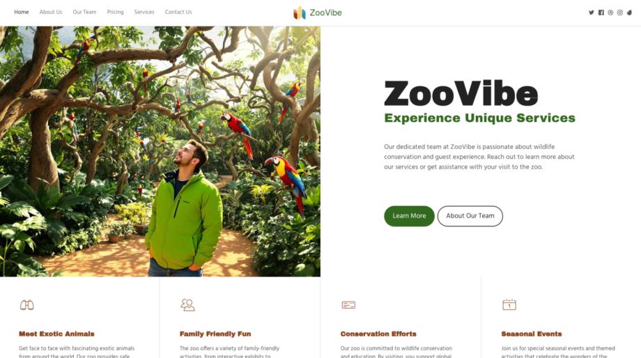 ZooVibe - Dynamic Zoo Experience Template