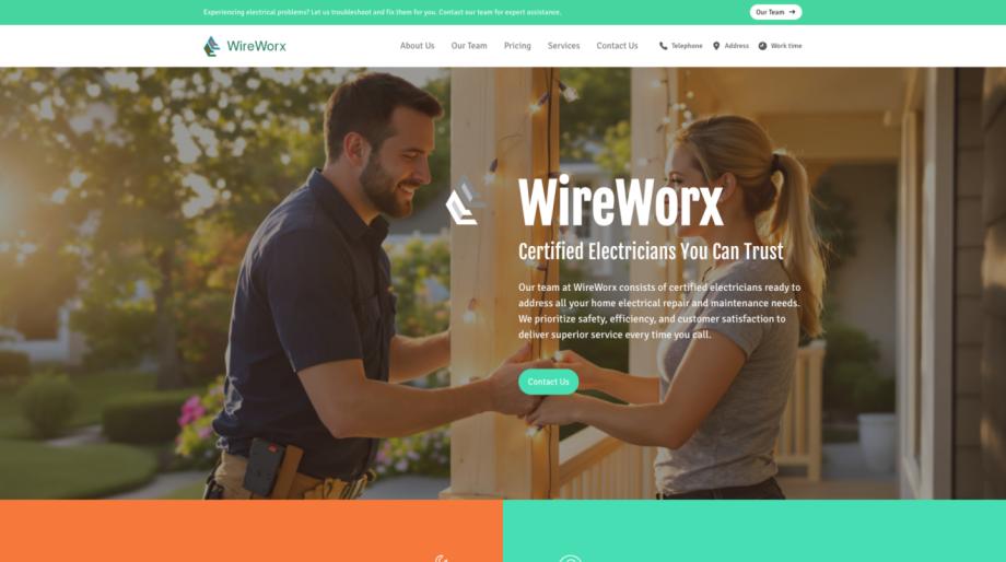 WireWorx - Professional Electrician Services Template
