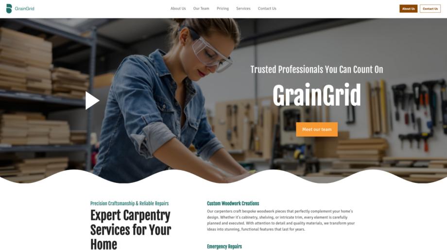 Modern Carpenter Services Website Template - GrainGrid