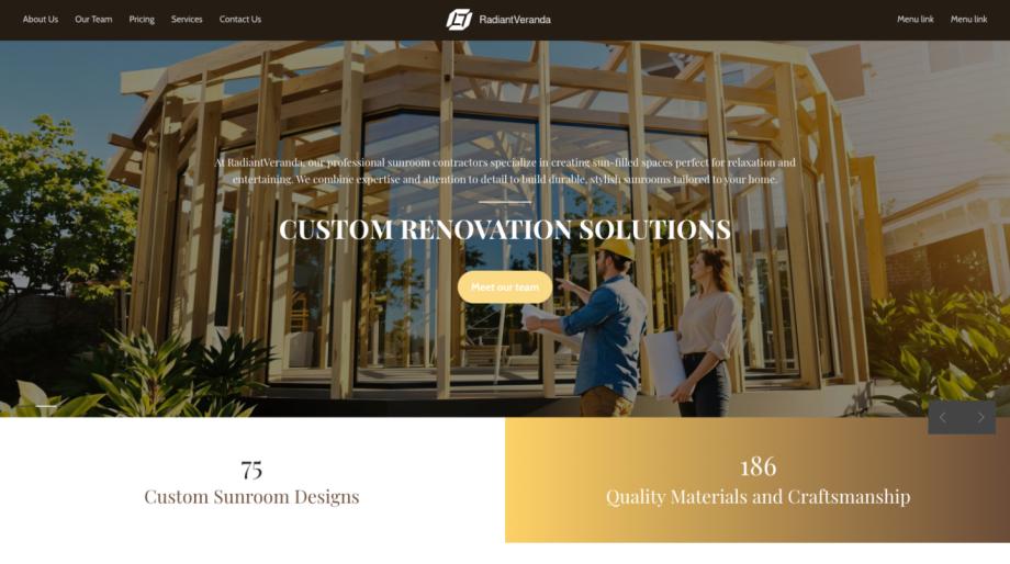 RadiantVeranda - Modern Sunroom Contractor Template