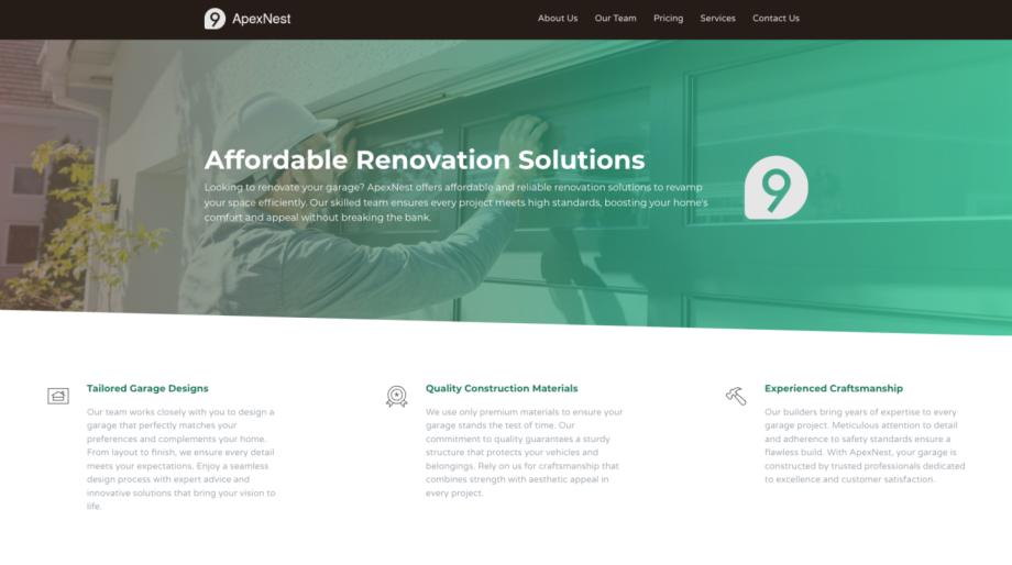 Modern Garage Builder Website Template - ApexNest