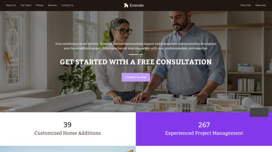 Extendio - Home Addition Contractor Website Template