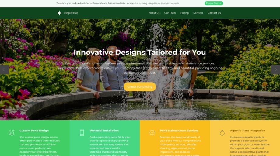 RippleRoot - Professional Pond & Water Feature Service Template
