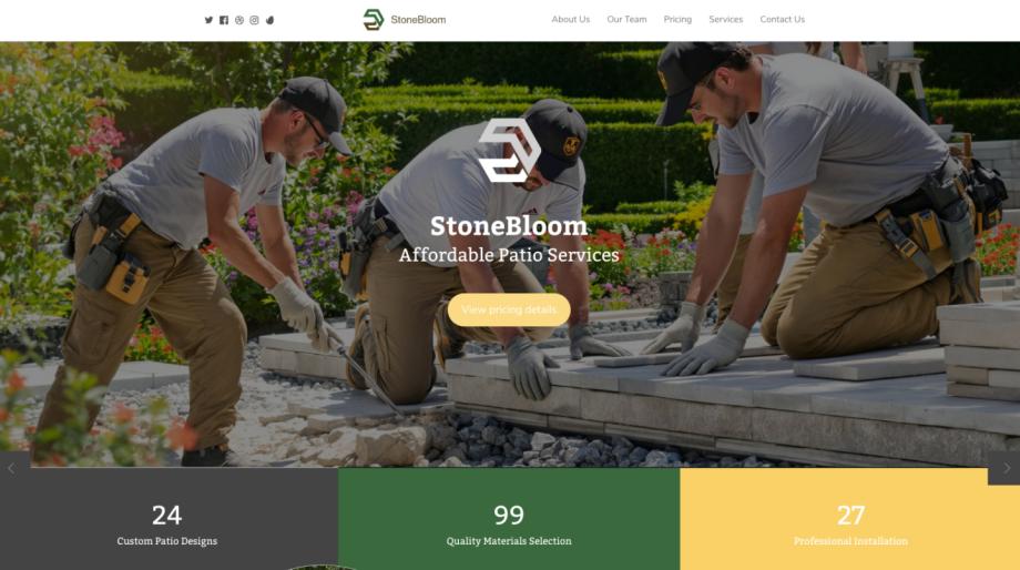 StoneBloom - Premium Patio Contractor Website Template