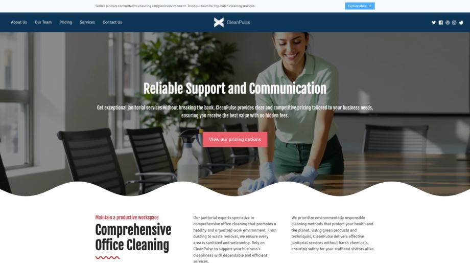 CleanPulse - Professional Janitorial Service Template