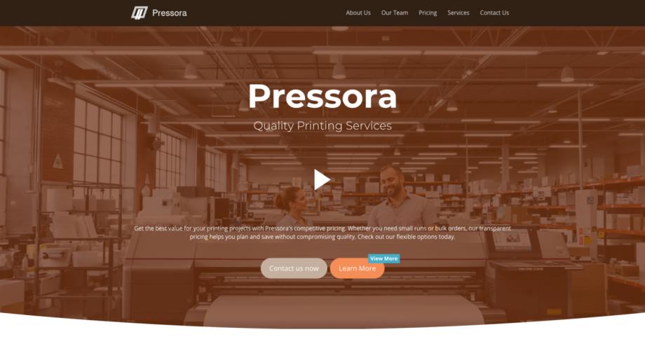 Professional Print Shop Website Template - Pressora