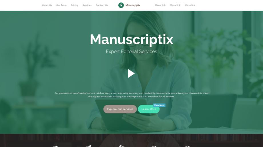 Professional Editorial Services Website Template - Manuscriptix