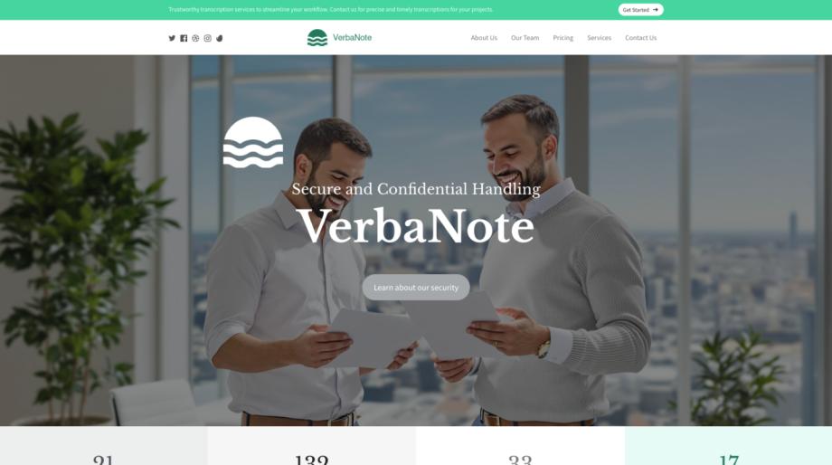 VerbaNote - Professional Transcription Service Template