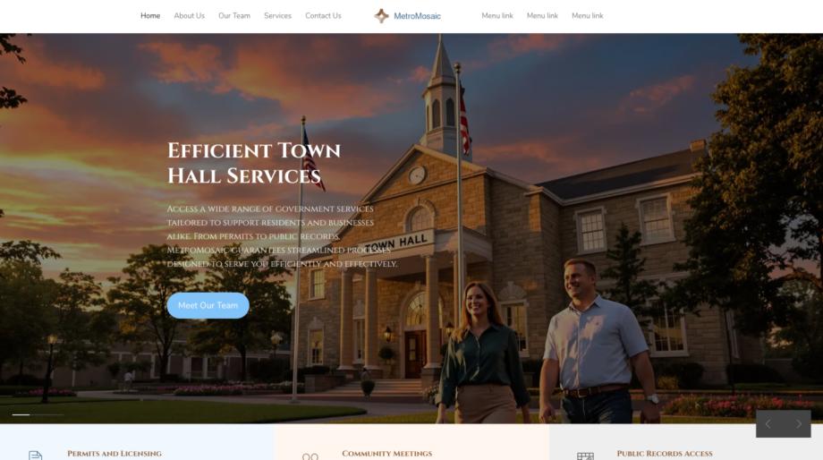 Modern Town Hall Services Website Template - MetroMosaic