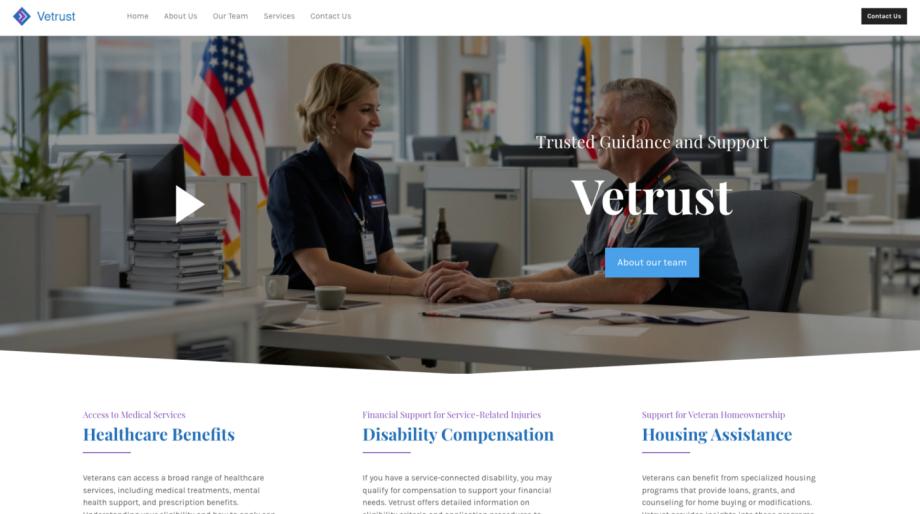 Vetrust - Modern Government Services Template for Veterans Affairs