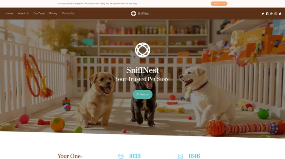 SniffNest - Modern Pet Store Website Template