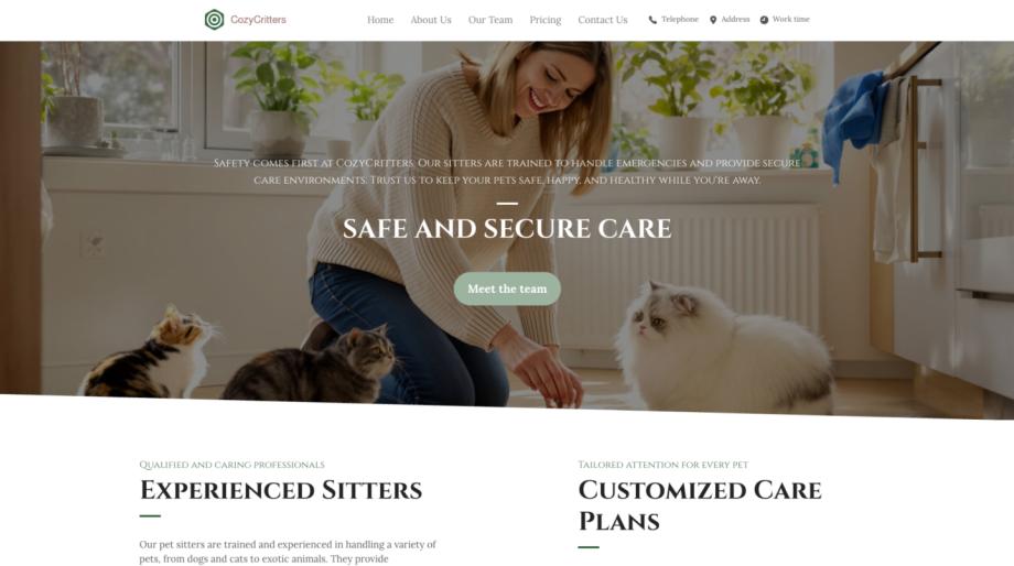 CozyCritters - Professional Pet Sitter Service Template