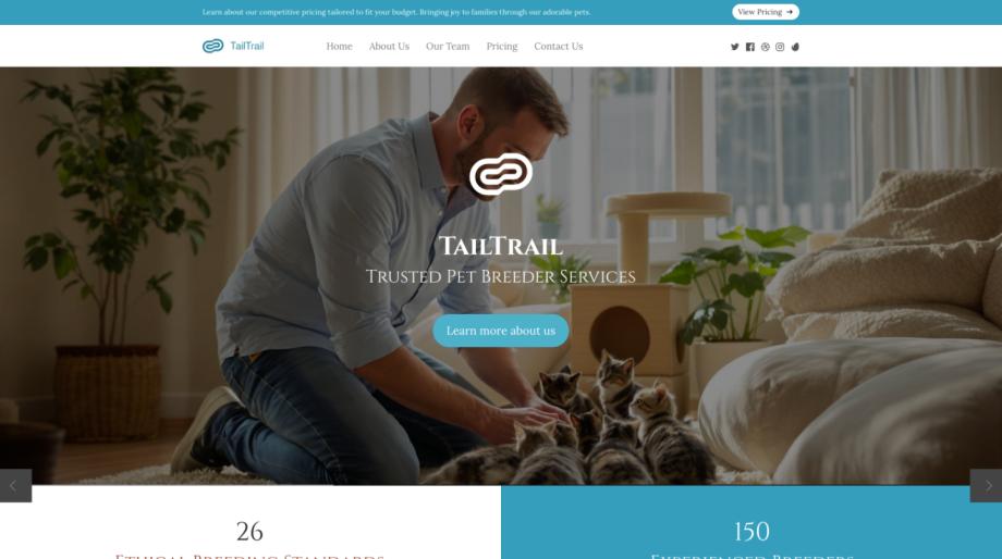 TailTrail - Modern Pet Breeder Website Template