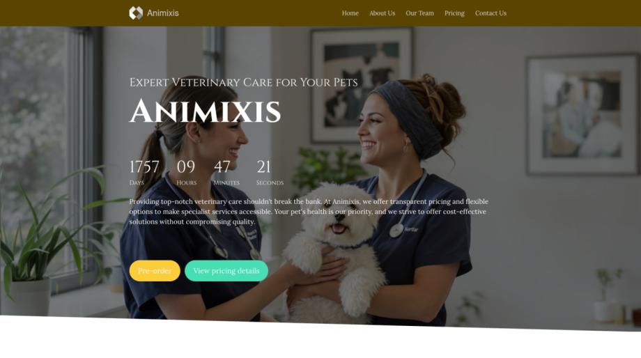 Animixis - Modern Veterinary Specialist Website Template