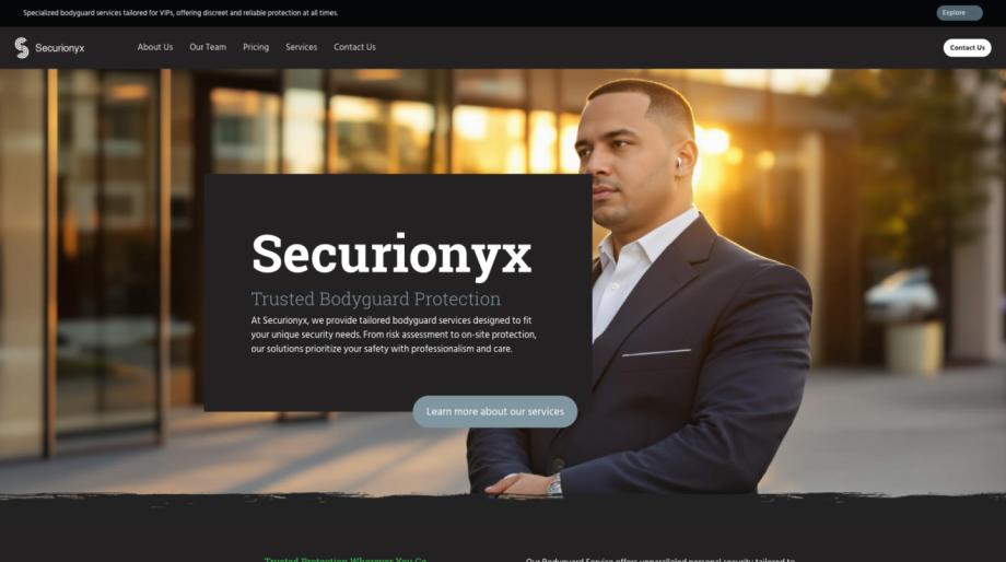 Securionyx - Professional Bodyguard Service Website Template