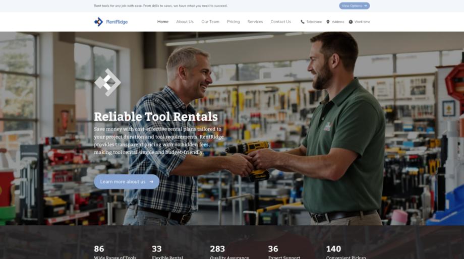 RentRidge - Professional Tool Rental Services Website Template