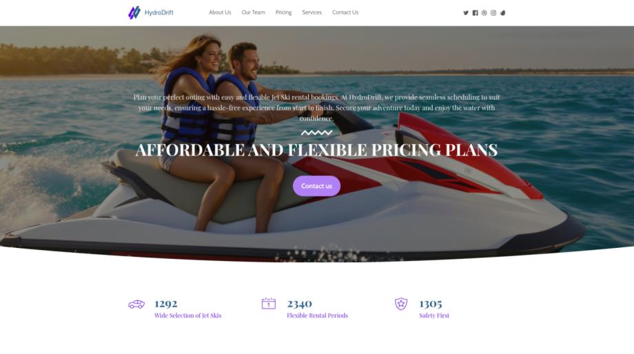 HydroDrift - Premium Jet Ski Rental Website Template