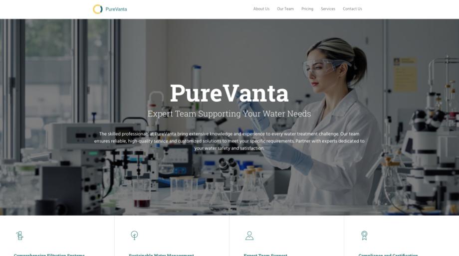 PureVanta - Modern Water Treatment Website Template