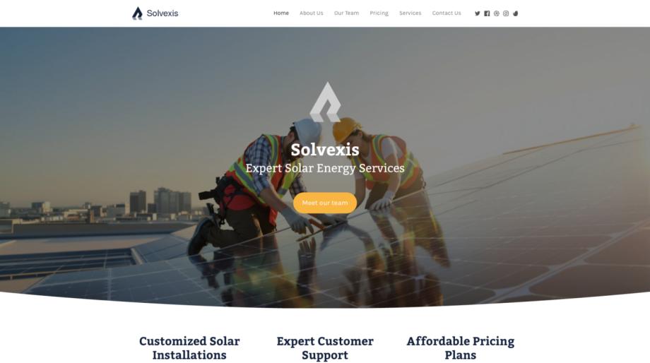 Solvexis - Modern Solar Energy Supplier Website