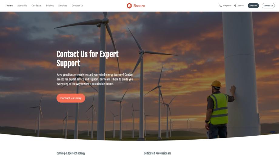 Breezo - Modern Wind Energy Company Template