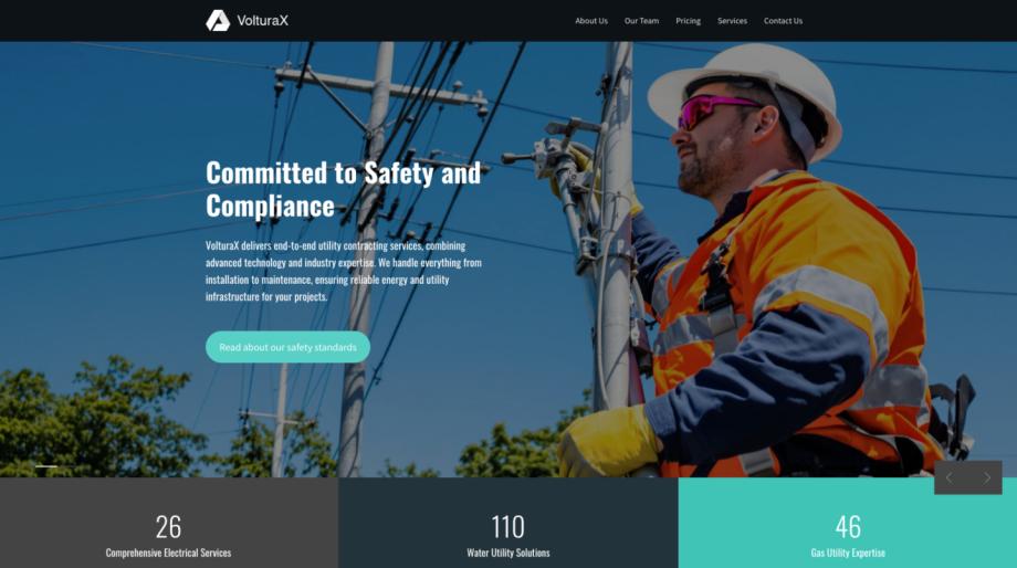 VolturaX - Professional Utility Contractor Website Template