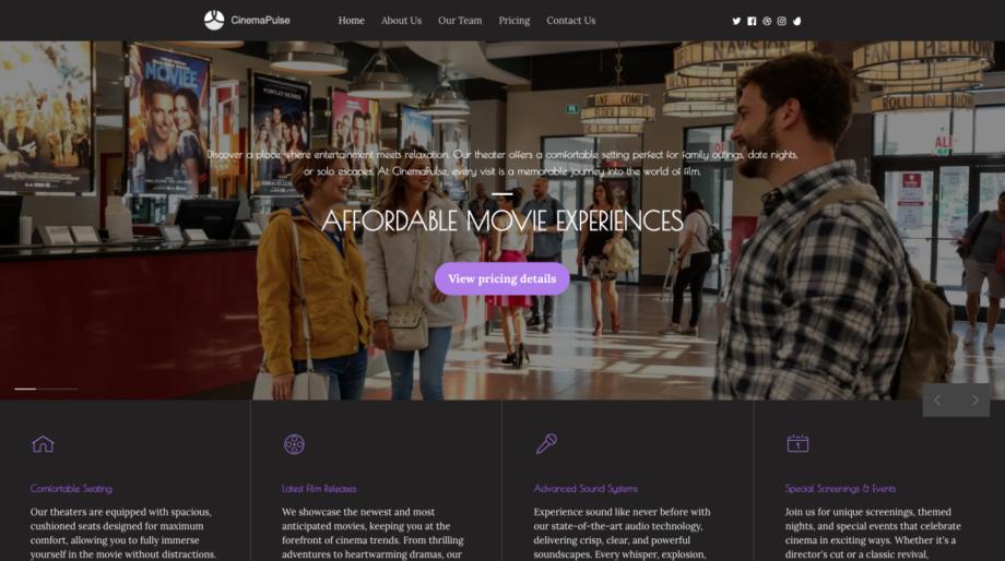 CinemaPulse - Modern Movie Theater Experience Template