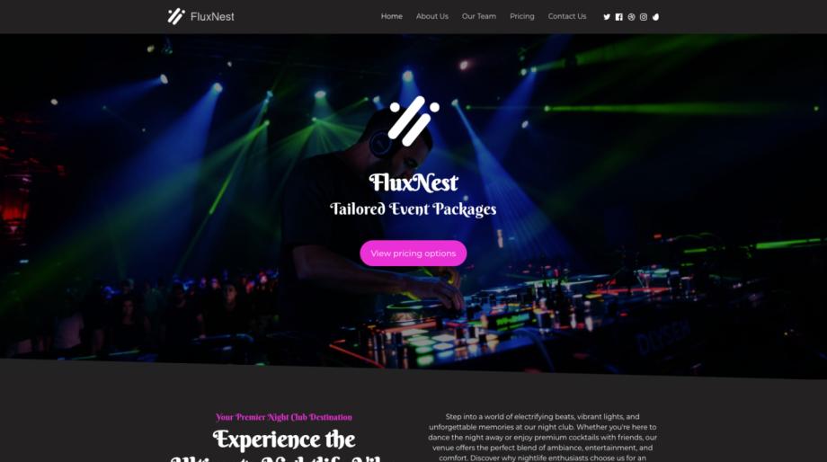 FluxNest - Modern Night Club Website Template
