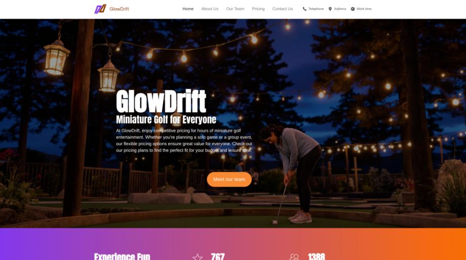 GlowDrift - Modern Miniature Golf Website Template