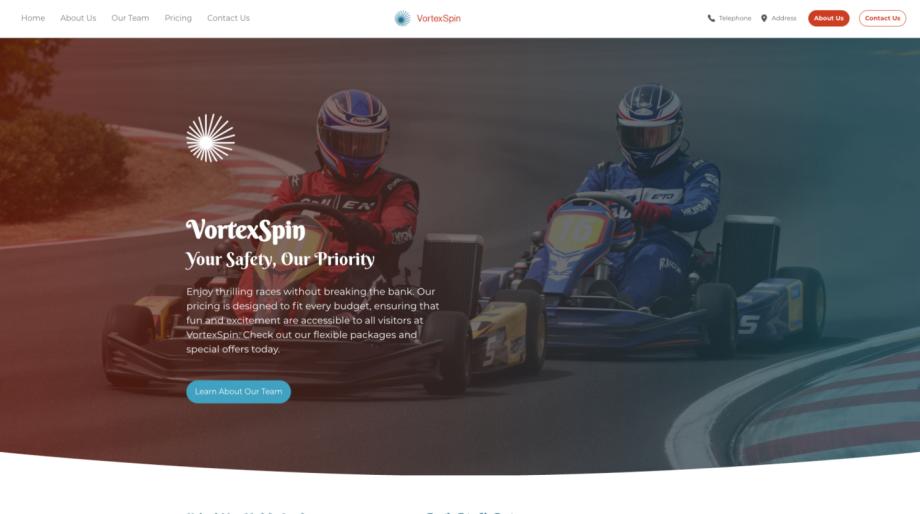 VortexSpin - Exciting Go-Kart Track Website Template