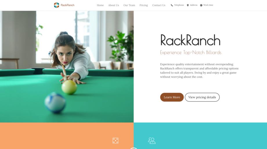 RackRanch - Modern Billiards Hall Website Template
