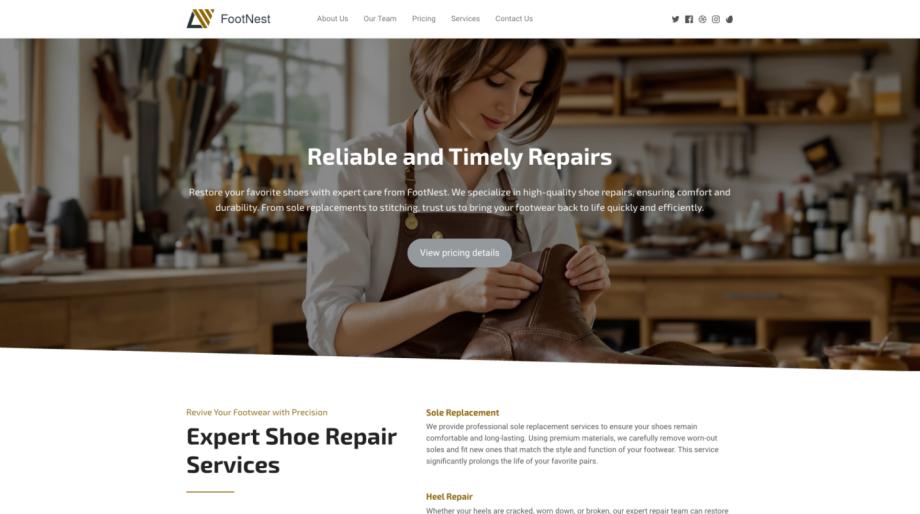 FootNest - Professional Shoe Repair Website Template