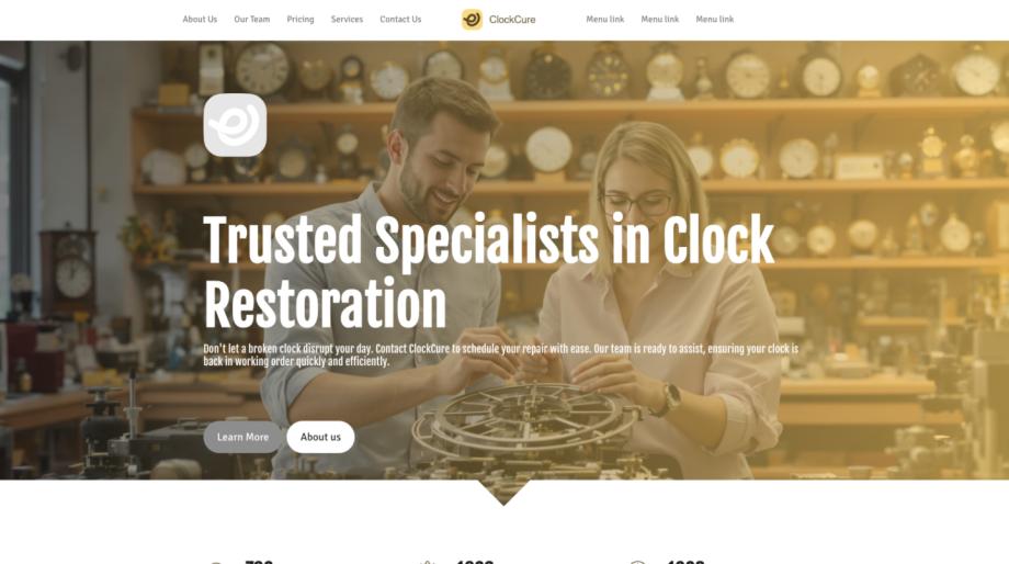 Clock Repair Service Website Template - ClockCure