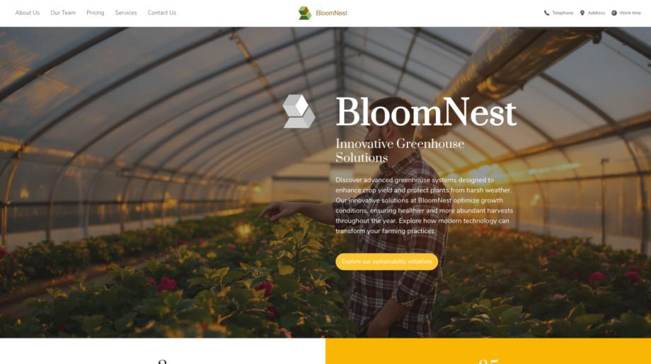 BloomNest - Modern Greenhouse Website Template