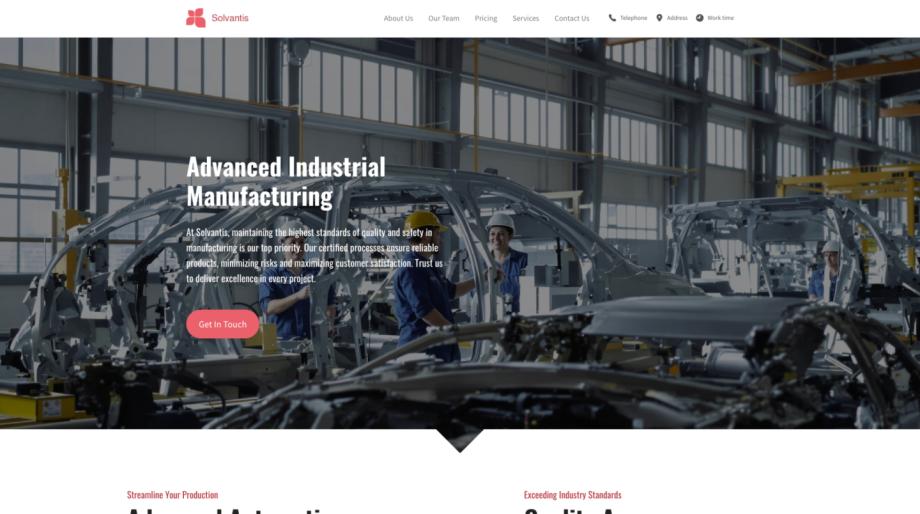 Solvantis - Industrial & Manufacturing Manufacturer Template