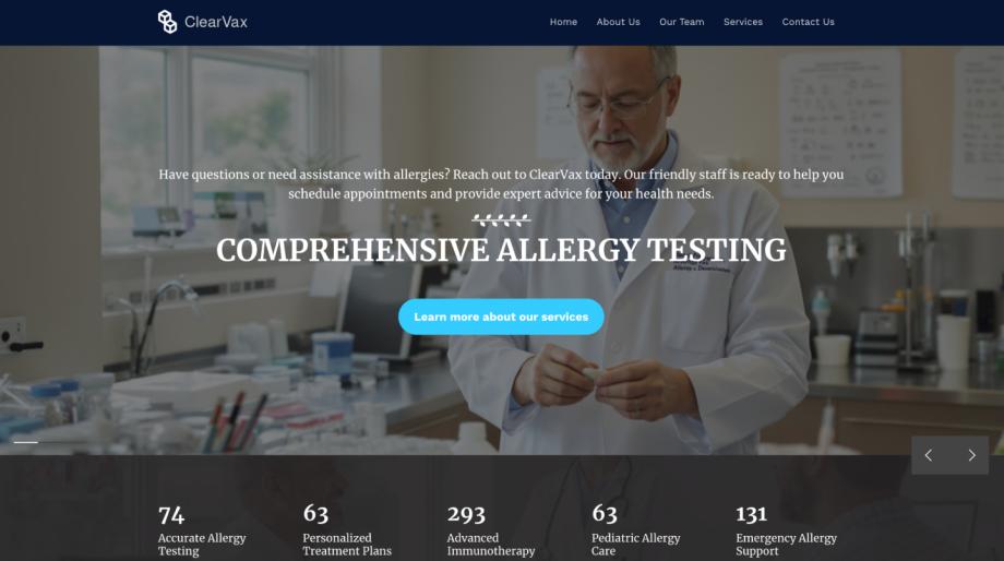 ClearVax - Healthcare Website Template for Allergists