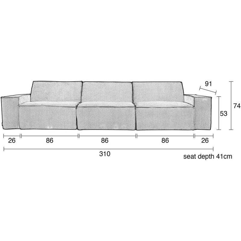 James Rib Web 3-Seater Sofa