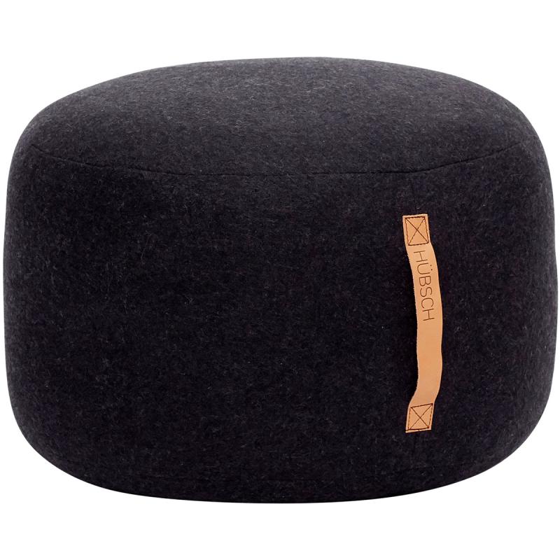 Round Pouf with Leather Strap